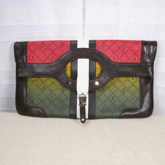 L.A.M.B. Carlisle Foldover Clutch in Ombre Rasta with Dust Bag - Gwen Stefani - Picture 2 of 16